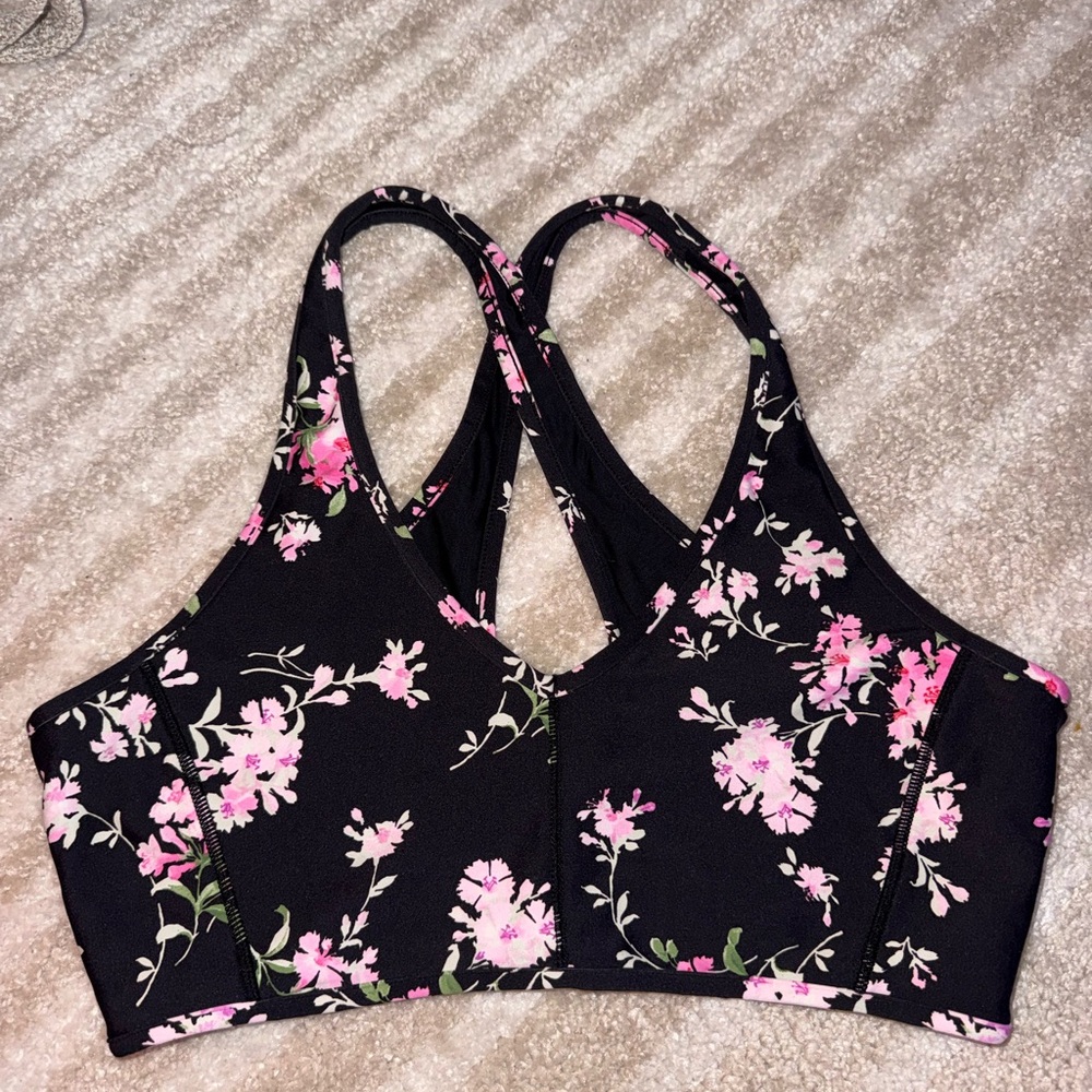 LoveShackFancy Black and Pink Floral Top